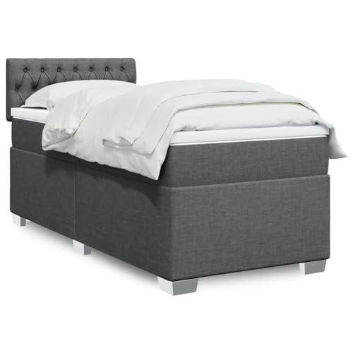 KTHLBRH Bettgestell Familienbett Doppelbett Schlafzimmer möbel Boxspringbett mit Matratze Dunkelgrau 90x200 cm Stoff von KTHLBRH