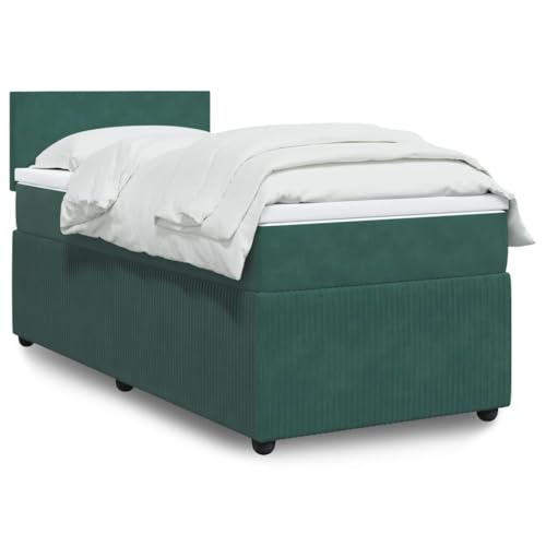 KTHLBRH Bettgestell Familienbett Doppelbett Schlafzimmer möbel Boxspringbett mit Matratze Dunkelgrün 100x200 cm Samt von KTHLBRH