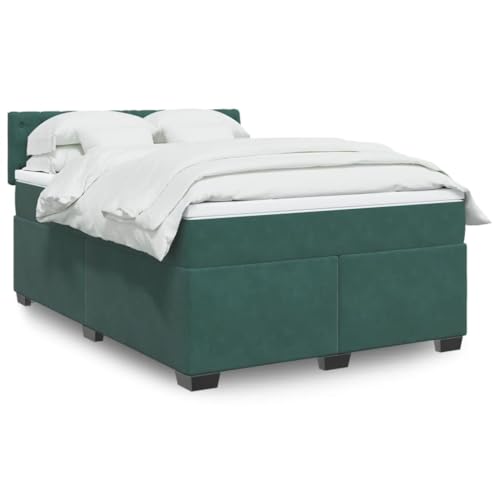 KTHLBRH Bettgestell Familienbett Doppelbett Schlafzimmer möbel Boxspringbett mit Matratze Dunkelgrün 140x200 cm Samt von KTHLBRH