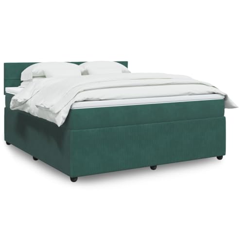 KTHLBRH Bettgestell Familienbett Doppelbett Schlafzimmer möbel Boxspringbett mit Matratze Dunkelgrün 180x200 cm Samt von KTHLBRH
