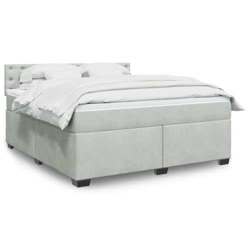KTHLBRH Bettgestell Familienbett Doppelbett Schlafzimmer möbel Boxspringbett mit Matratze Hellgrau 180x200 cm Samt von KTHLBRH