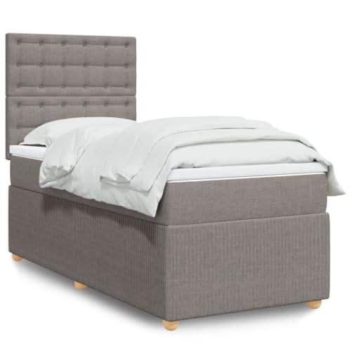 KTHLBRH Bettgestell Familienbett Doppelbett Schlafzimmer möbel Boxspringbett mit Matratze Taupe 100x200 cm Stoff von KTHLBRH