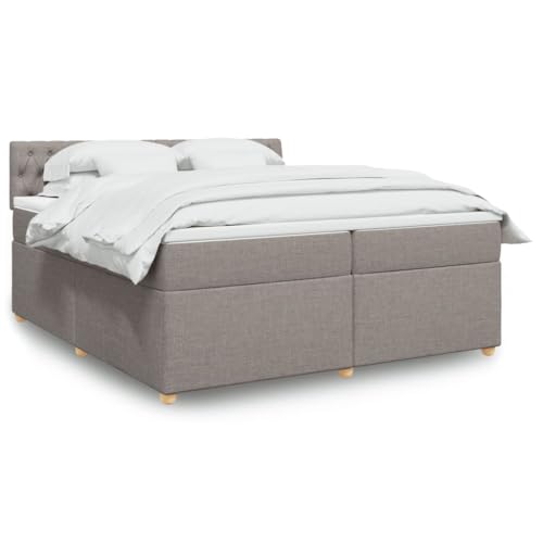 KTHLBRH Bettgestell Familienbett Doppelbett Schlafzimmer möbel Boxspringbett mit Matratze Taupe 200x200 cm Stoff von KTHLBRH
