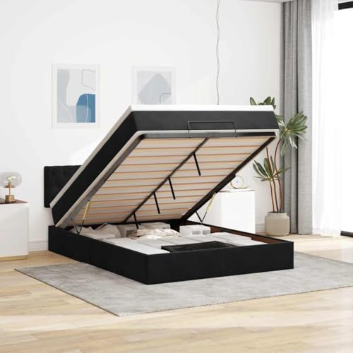 KTHLBRH Bettgestell Familienbett Doppelbett Schlafzimmer möbel Ottoman-Bett mit Matratze & LEDs Blau 180x200 cm Stoff von KTHLBRH