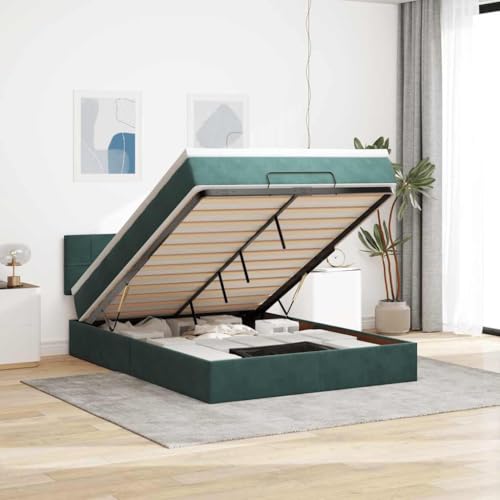 KTHLBRH Bettgestell Familienbett Doppelbett Schlafzimmer möbel Ottoman-Bett mit Matratze & LEDs Dunkelgrün 140x200 cm Samt KTHLBRH Bettgestell Familienbett Doppelbett Schlafzimmer möbel Ottoman-Bett mit Matratze & LEDs Dunkelgrün 140x200 cm Samt von KTHLBRH