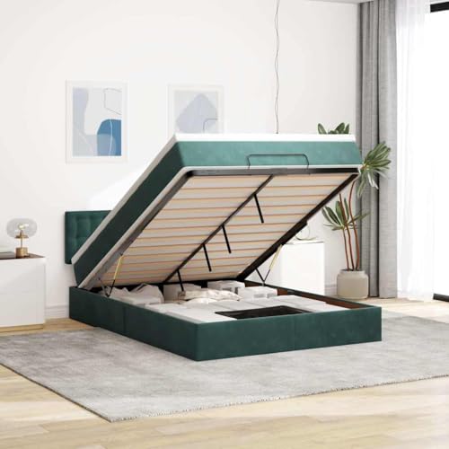 KTHLBRH Bettgestell Familienbett Doppelbett Schlafzimmer möbel Ottoman-Bett mit Matratze & LEDs Dunkelgrün 140x200 cm Samt KTHLBRH Bettgestell Familienbett Doppelbett Schlafzimmer möbel Ottoman-Bett mit Matratze & LEDs Dunkelgrün 140x200 cm Samt von KTHLBRH