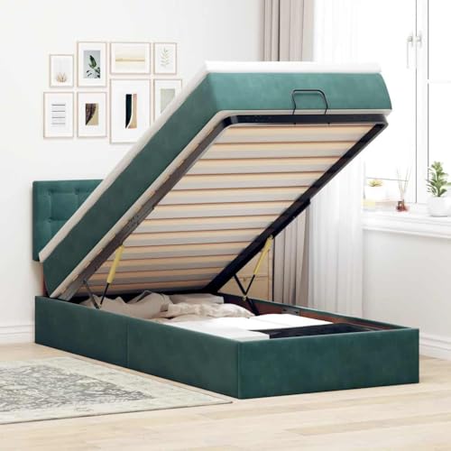 KTHLBRH Bettgestell Familienbett Doppelbett Schlafzimmer möbel Ottoman-Bett mit Matratze & LEDs Dunkelgrün 90x200 cm Samt KTHLBRH Bettgestell Familienbett Doppelbett Schlafzimmer möbel Ottoman-Bett mit Matratze & LEDs Dunkelgrün 90x200 cm Samt von KTHLBRH