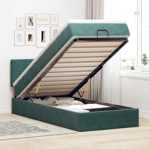 KTHLBRH Bettgestell Familienbett Doppelbett Schlafzimmer möbel Ottoman-Bett mit Matratze & LEDs Dunkelgrün 90x200 cm Samt KTHLBRH Bettgestell Familienbett Doppelbett Schlafzimmer möbel Ottoman-Bett mit Matratze & LEDs Dunkelgrün 90x200 cm Samt von KTHLBRH