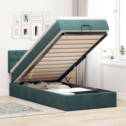 KTHLBRH Bettgestell Familienbett Doppelbett Schlafzimmer möbel Ottoman-Bett mit Matratze & LEDs Dunkelgrün 90x200 cm Samt KTHLBRH Bettgestell Familienbett Doppelbett Schlafzimmer möbel Ottoman-Bett mit Matratze & LEDs Dunkelgrün 90x200 cm Samt von KTHLBRH