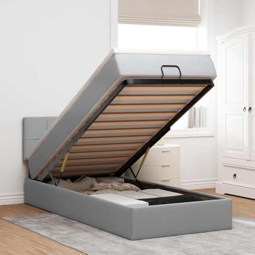 KTHLBRH Bettgestell Familienbett Doppelbett Schlafzimmer möbel Ottoman-Bett mit Matratze & LEDs Hellgrau 80x200 cm Stoff KTHLBRH Bettgestell Familienbett Doppelbett Schlafzimmer möbel Ottoman-Bett mit Matratze & LEDs Hellgrau 80x200 cm Stoff von KTHLBRH