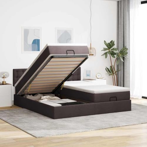 KTHLBRH Bettgestell Familienbett Doppelbett Schlafzimmer möbel Ottoman-Bett mit Matratzen & LEDs Dunkelbraun 180x200 cm Stoff KTHLBRH Bettgestell Familienbett Doppelbett Schlafzimmer möbel Ottoman-Bett mit Matratzen & LEDs Dunkelbraun 180x200 cm Stoff von KTHLBRH