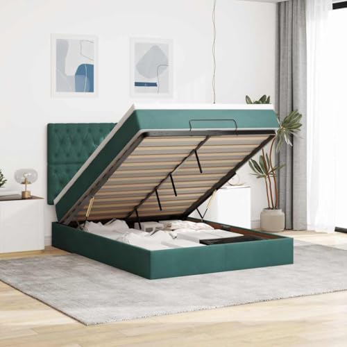 KTHLBRH Bettgestell Familienbett Doppelbett Schlafzimmer möbel Ottoman-Bett mit Matratzen & LEDs Dunkelgrün 140x200 cm Samt KTHLBRH Bettgestell Familienbett Doppelbett Schlafzimmer möbel Ottoman-Bett mit Matratzen & LEDs Dunkelgrün 140x200 cm Samt von KTHLBRH