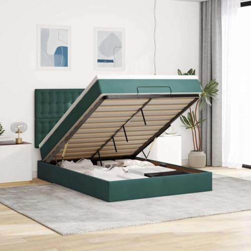 KTHLBRH Bettgestell Familienbett Doppelbett Schlafzimmer möbel Ottoman-Bett mit Matratzen & LEDs Dunkelgrün 140x200 cm Samt KTHLBRH Bettgestell Familienbett Doppelbett Schlafzimmer möbel Ottoman-Bett mit Matratzen & LEDs Dunkelgrün 140x200 cm Samt von KTHLBRH