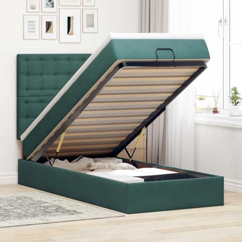 KTHLBRH Bettgestell Familienbett Doppelbett Schlafzimmer möbel Ottoman-Bett mit Matratzen & LEDs Dunkelgrün 90x200 cm Samt KTHLBRH Bettgestell Familienbett Doppelbett Schlafzimmer möbel Ottoman-Bett mit Matratzen & LEDs Dunkelgrün 90x200 cm Samt von KTHLBRH