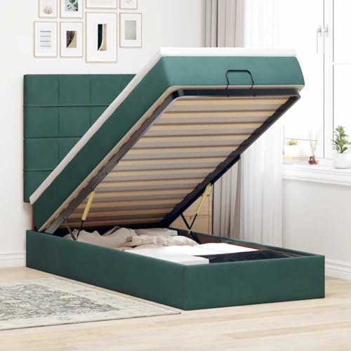 KTHLBRH Bettgestell Familienbett Doppelbett Schlafzimmer möbel Ottoman-Bett mit Matratzen & LEDs Dunkelgrün 90x200 cm Samt KTHLBRH Bettgestell Familienbett Doppelbett Schlafzimmer möbel Ottoman-Bett mit Matratzen & LEDs Dunkelgrün 90x200 cm Samt von KTHLBRH