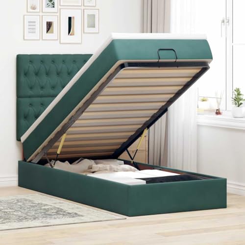 KTHLBRH Bettgestell Familienbett Doppelbett Schlafzimmer möbel Ottoman-Bett mit Matratzen & LEDs Dunkelgrün 90x200 cm Samt KTHLBRH Bettgestell Familienbett Doppelbett Schlafzimmer möbel Ottoman-Bett mit Matratzen & LEDs Dunkelgrün 90x200 cm Samt von KTHLBRH