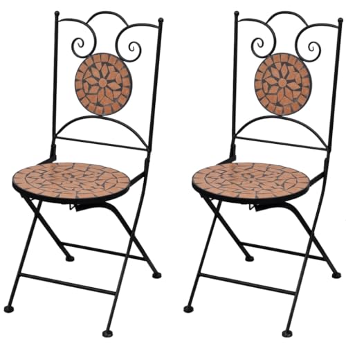 KTHLBRH Bistrostühle 2 STK. Klappbar Keramik Terrakotta, Balkonstühle Freizeitstühle Terrassenstühle Outdoor-Stühle für Garten, Rasen, Terrasse von KTHLBRH