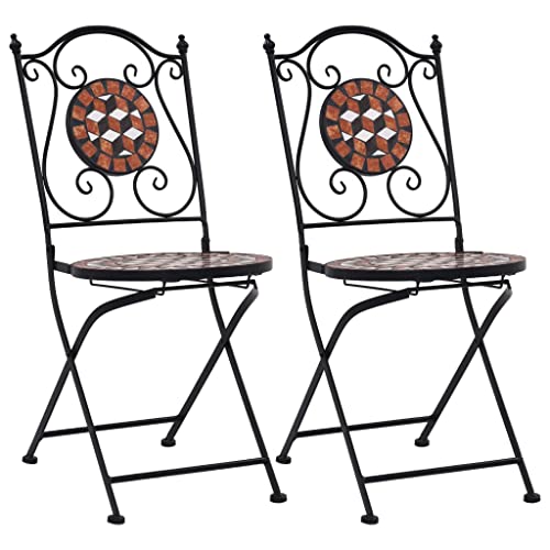 KTHLBRH Bistrostühle Mosaik 2 STK. Keramik Braun, Freizeitstühle Outdoor-Stühle Balkonstühle Terrassenstühle für Terrassen, Gärten, Decks von KTHLBRH