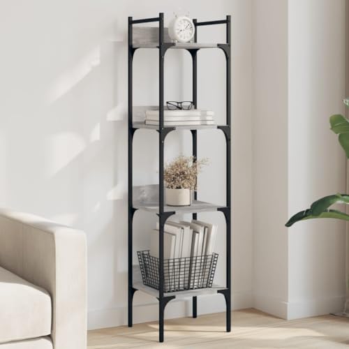 KTHLBRH Bücherregal 4 Böden Grau Sonoma Multifunktionales Bücherregal für Schlafzimmer 35x30x138,5 cm Holzwerkstoff KTHLBRH Bücherregal 4 Böden Grau Sonoma Multifunktionales Bücherregal für Schlafzimmer 35x30x138,5 cm Holzwerkstoff von KTHLBRH