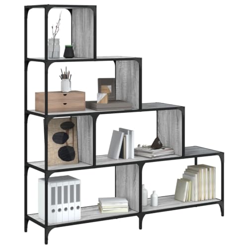 KTHLBRH Bücherregal 4 Etagen Grau Sonoma Multifunktionales Bücherregal für Wohnzimmer 139x33,5x149 cm Holzwerkstoff KTHLBRH Bücherregal 4 Etagen Grau Sonoma Multifunktionales Bücherregal für Wohnzimmer 139x33,5x149 cm Holzwerkstoff von KTHLBRH