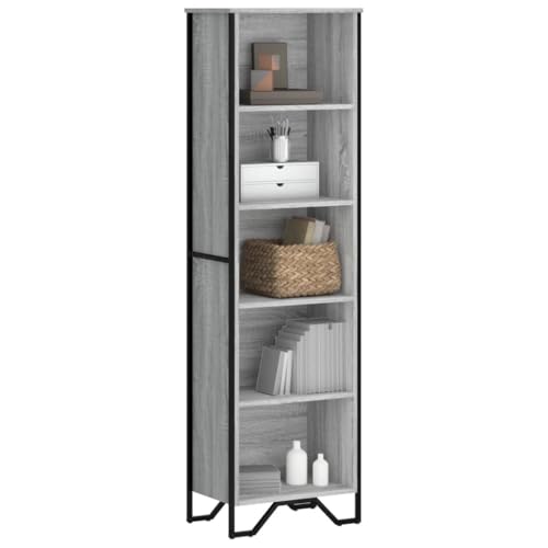 KTHLBRH Bücherregal Grau Sonoma Multifunktionales Bücherregal für Wohnzimmer 50x31x169 cm Holzwerkstoff KTHLBRH Bücherregal Grau Sonoma Multifunktionales Bücherregal für Wohnzimmer 50x31x169 cm Holzwerkstoff von KTHLBRH
