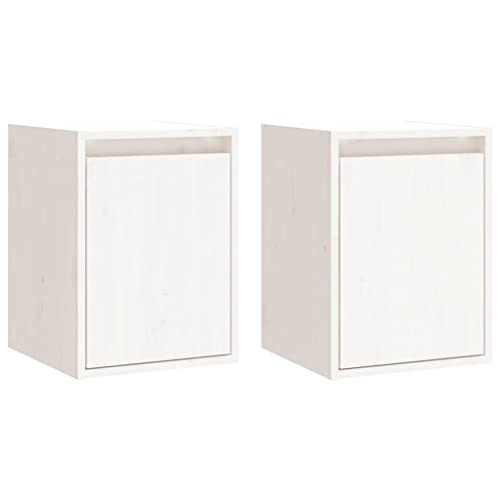 KTHLBRH Bücherregal Schwebend Badregal Pflanzenregal Schwebendes Regal - Wandschränke 2 STK. Weiß 30x30x40 cm Massivholz Kiefer für Büro Schlafzimmer Badezimmer Wohnzimmer von KTHLBRH