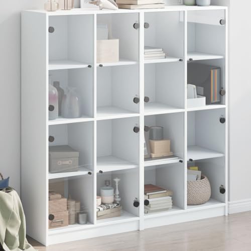 KTHLBRH Bücherschrank mit Türen Weiß kleiderschrank kommoden for Innenraum Schlafzimmer 136x37x142 cm Holzwerkstoff KTHLBRH Bücherschrank mit Türen Weiß kleiderschrank kommoden for Innenraum Schlafzimmer 136x37x142 cm Holzwerkstoff von KTHLBRH