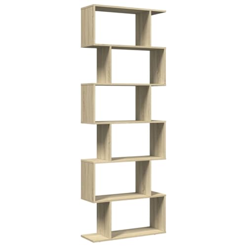 KTHLBRH Büro Schrank Bücherregale Bücherschrank Regal Küche - Raumteiler-Bücherregal 6 Etagen Sonoma-Eiche 70x24x193 cm für Abstellraum Küche Zimmer Wohnzimmer von KTHLBRH