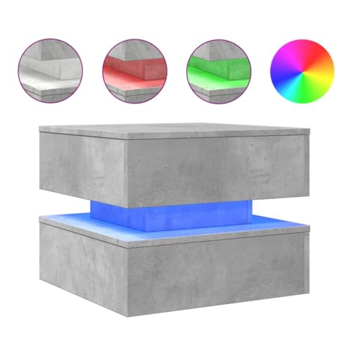 KTHLBRH Cauchsofa Tisch Beistelltisch Couch Wohnzimmertisch Kleines Regal - Couchtisch mit LED-Leuchten Betongrau 50x50x40 cm für Balkon Wohnzimmer Garten Schlafzimmer KTHLBRH Cauchsofa Tisch Beistelltisch Couch Wohnzimmertisch Kleines Regal - Couchtisch mit LED-Leuchten Betongrau 50x50x40 cm für Balkon Wohnzimmer Garten Schlafzimmer von KTHLBRH