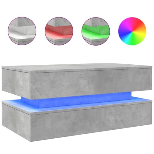KTHLBRH Cauchsofa Tisch Beistelltisch Couch Wohnzimmertisch Kleines Regal - Couchtisch mit LED-Leuchten Betongrau 90x50x40 cm für Balkon Wohnzimmer Garten Schlafzimmer KTHLBRH Cauchsofa Tisch Beistelltisch Couch Wohnzimmertisch Kleines Regal - Couchtisch mit LED-Leuchten Betongrau 90x50x40 cm für Balkon Wohnzimmer Garten Schlafzimmer von KTHLBRH