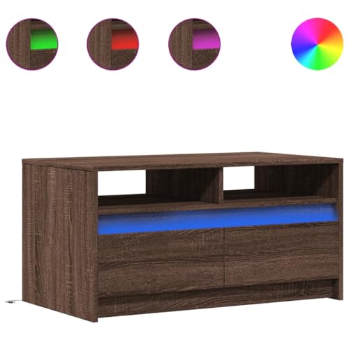 KTHLBRH Cauchsofa Tisch Beistelltisch Couch Wohnzimmertisch Kleines Regal - LED-Couchtisch Braun Eichen-Optik Holzwerkstoff für Küche Balkon Wohnzimmer Schlafzimmer KTHLBRH Cauchsofa Tisch Beistelltisch Couch Wohnzimmertisch Kleines Regal - LED-Couchtisch Braun Eichen-Optik Holzwerkstoff für Küche Balkon Wohnzimmer Schlafzimmer von KTHLBRH