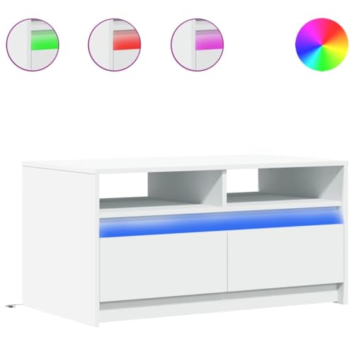 KTHLBRH Cauchsofa Tisch Beistelltisch Couch Wohnzimmertisch Kleines Regal - LED-Couchtisch Weiß Holzwerkstoff für Küche Balkon Wohnzimmer Schlafzimmer KTHLBRH Cauchsofa Tisch Beistelltisch Couch Wohnzimmertisch Kleines Regal - LED-Couchtisch Weiß Holzwerkstoff für Küche Balkon Wohnzimmer Schlafzimmer von KTHLBRH