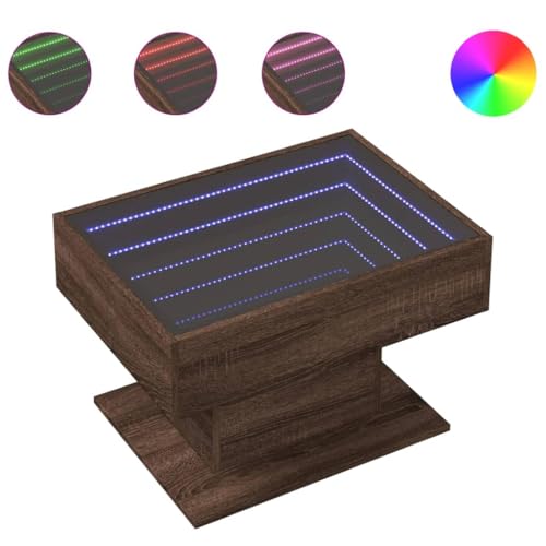 KTHLBRH Cauchsofa Tisch Coffee Table Living Room Wohnzimmer Möbel Couch Tisch Wohnzimmer - LED-Couchtisch Braun Eichen-Optik 70x50x45 cm Holzwerkstoff für Schlafzimmer Balkon Wohnzimmer Garten von KTHLBRH