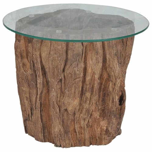 KTHLBRH Cauchsofa Tisch Couchtisch Klein Balkontisch Klein Kleines Regal - Couchtisch Teak Glas 50x40 cm für Schlafzimmer Küche Garten Balkon von KTHLBRH