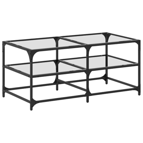 KTHLBRH Cauchsofa Tisch Kleiner Tisch Outdoor Wohnzimmer Möbel Kleine Beistelltische - Couchtisch mit Glasplatte Transparent 98,5x50x45 cm Stahl für Küche Schlafzimmer Balkon Garten von KTHLBRH