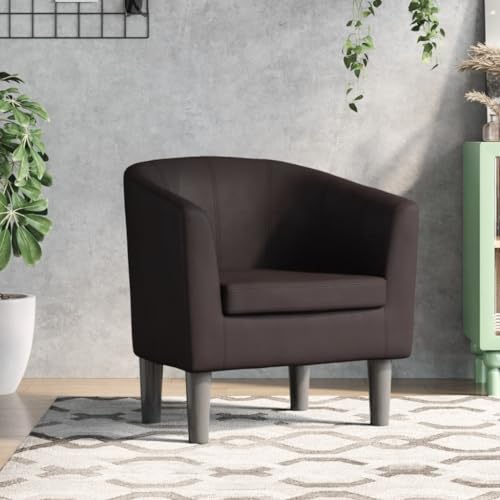KTHLBRH Clubsessel Braun Kunstleder Wohnzimmerstuhl Wartezimmerstuhl für Wohnzimmer Küche von KTHLBRH