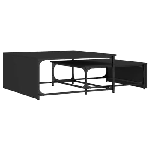 KTHLBRH Coffe Table Coffee Table Living Room Wohnzimmertisch Couch Tisch Wohnzimmer - Satztische 2 STK. Schwarz Holzwerkstoff und Metall für Balkon Küche Wohnzimmer Schlafzimmer von KTHLBRH