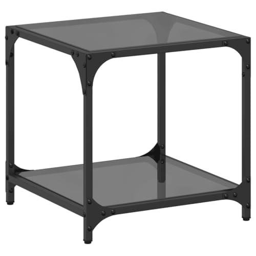 KTHLBRH Coffe Table Couchtisch Klein Wohnzimmertisch Wohnzimmer Tisch für Couch - Couchtisch mit Glasplatte Schwarz Transparent 40x40x40 cm Stahl für Schlafzimmer Garten Wohnzimmer Balkon von KTHLBRH