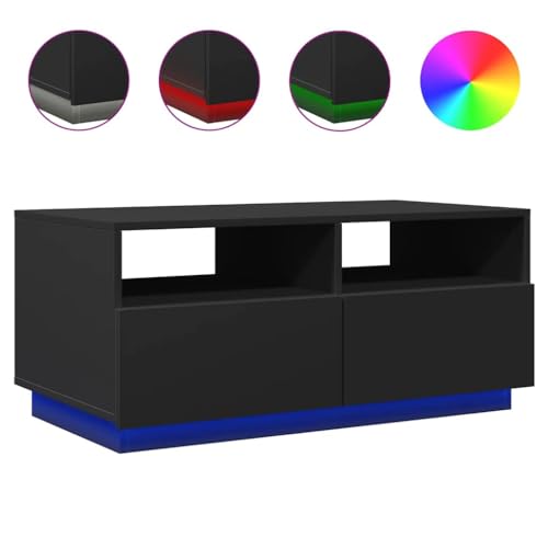 KTHLBRH Coffe Table Kleiner Beistelltisch Outdoor Beistelltisch Couch Couchtisch mit LED-Leuchten Schwarz 90x49x40 cm für Garten Wohnzimmer Schlafzimmer Küche KTHLBRH Coffe Table Kleiner Beistelltisch Outdoor Beistelltisch Couch Couchtisch mit LED-Leuchten Schwarz 90x49x40 cm für Garten Wohnzimmer Schlafzimmer Küche von KTHLBRH