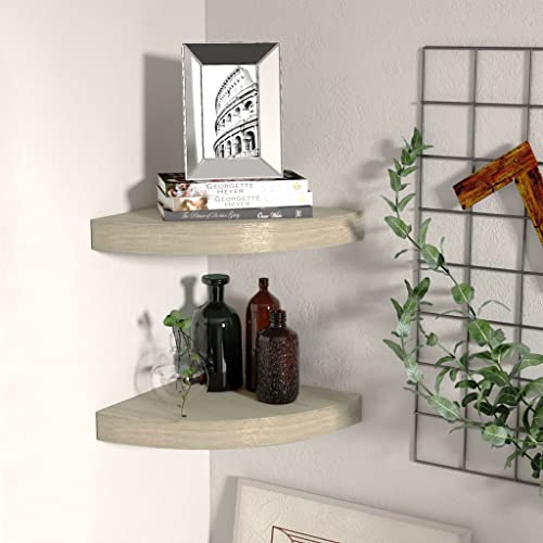 KTHLBRH Eck-Schweberegale 2 STK. Eichen-Optik Regal für Deko Aufbewahrungsregal für Büro Bad 25x25x3,8 cm MDF von KTHLBRH