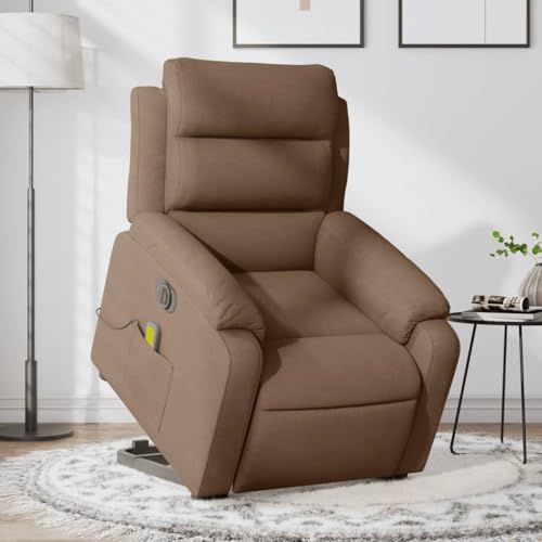 KTHLBRH Elektrischer Massagesessel mit Aufstehhilfe Braun Stoff Stuhl Küchenstuhl für Küche Wohnzimmer von KTHLBRH