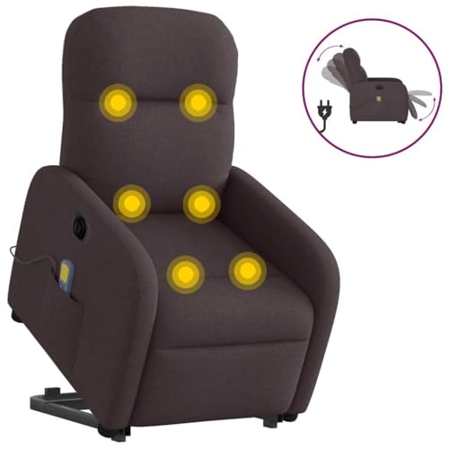 KTHLBRH Elektrischer Massagesessel mit Aufstehhilfe Dunkelbraun Stoff Wartezimmerstuhl Schlafzimmerstuhl für Schlafzimmer Büro von KTHLBRH