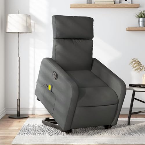 KTHLBRH Elektrischer Massagesessel mit Aufstehhilfe Dunkelgrau Stoff Wohnzimmerstuhl Wartezimmersessel für Wohnzimmer Küche von KTHLBRH