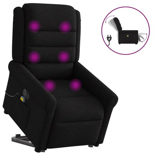 KTHLBRH Elektrischer Massagesessel mit Aufstehhilfe Schwarz Stoff Wartezimmersessel Stuhl für Büro Schlafzimmer von KTHLBRH