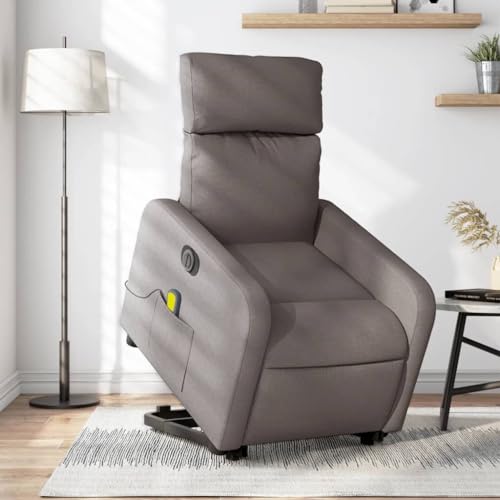 KTHLBRH Elektrischer Massagesessel mit Aufstehhilfe Taupe Stoff Küchenstuhl Wartezimmerstuhl für Büro Schlafzimmer von KTHLBRH