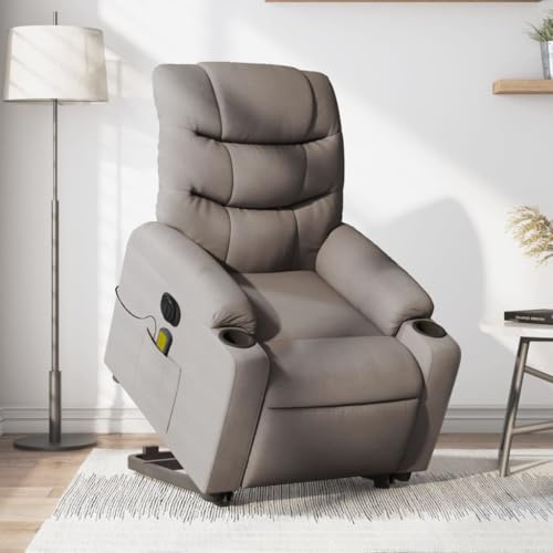 KTHLBRH Elektrischer Massagesessel mit Aufstehhilfe Taupe Stoff Schlafzimmerstuhl Küchenstuhl für Wohnzimmer Büro von KTHLBRH