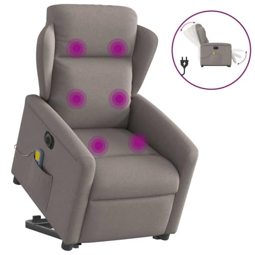 KTHLBRH Elektrischer Massagesessel mit Aufstehhilfe Taupe Stoff Stuhl Schlafzimmerstuhl für Hotel Küche von KTHLBRH