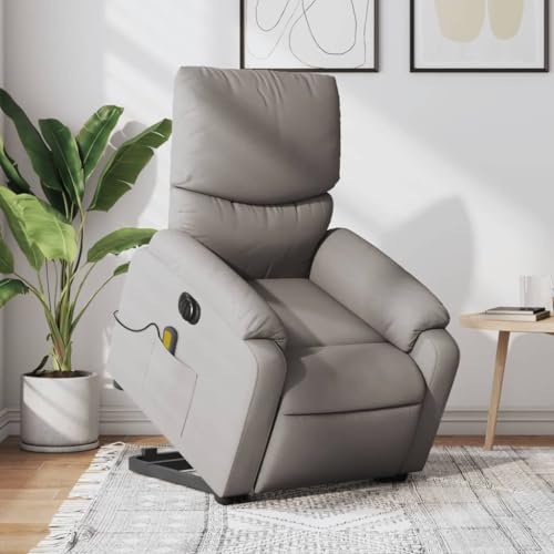 KTHLBRH Elektrischer Massagesessel mit Aufstehhilfe Taupe Stoff Wohnzimmersessel Lesesessel für Büro Wohnzimmer von KTHLBRH