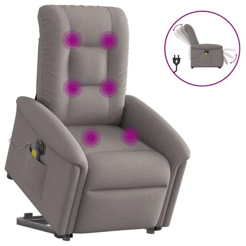 KTHLBRH Elektrischer Massagesessel mit Aufstehhilfe Taupe Stoff Wohnzimmersessel Lesesessel für Schlafzimmer Hotel von KTHLBRH