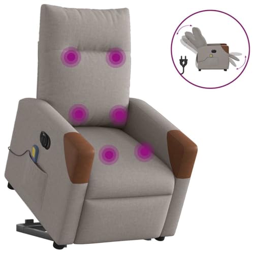 KTHLBRH Elektrischer Massagesessel mit Aufstehhilfe Taupe Stoff Wohnzimmerstuhl Wartezimmerstuhl für Hotel Schlafzimmer von KTHLBRH